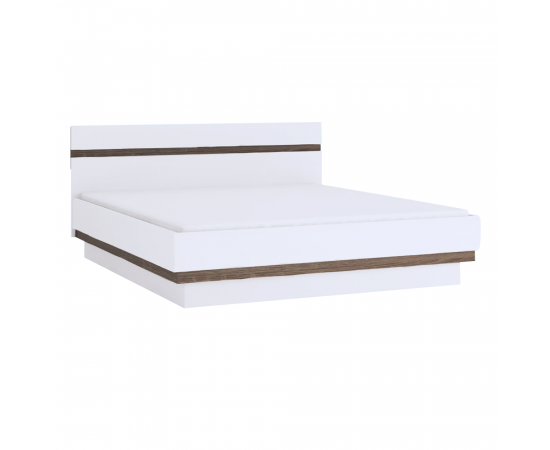 KONDELA Posteľ 180, biela extra vysoký lesk HG/dub sonoma tmavý truflový, LYNATET TYP 93