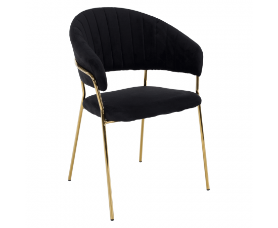 KONDELA Dizajnové jedálenské kreslo, čierna Velvet látka/gold chróm zlatý, DASMIN TYP 1