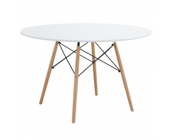 KONDELA Jedálenský stôl, biela matná/buk, priemer 120 cm, DEMIN NEW KONDELA Jedálenský stôl, biela matná/buk, priemer 120 cm, DEMIN NEW