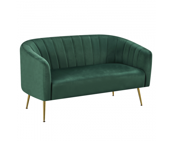 KONDELA Dizajnový 2-sed, tmavozelená Velvet látka/gold chróm-zlatý, BAGY KONDELA Dizajnový 2-sed, tmavozelená Velvet látka/gold chróm-zlatý, BAGY