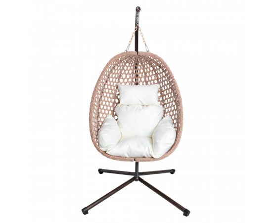 KONDELA Závesné kreslo, skladacie, medená/béžová/krémová, SANAN