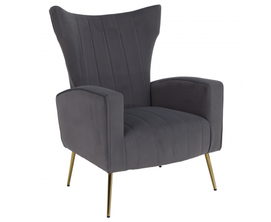 KONDELA Relaxačné kreslo, sivá Velvet látka, BARET