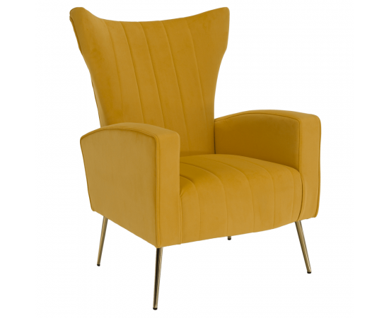 KONDELA Relaxačné kreslo, žltá Velvet látka, BARET KONDELA Relaxačné kreslo, žltá Velvet látka, BARET