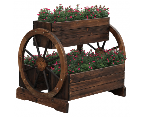 KONDELA Drevený kvetináč, hnedá, SABA