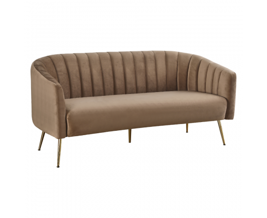 KONDELA Dizajnový 3-sed, hnedá Velvet látka/gold chróm-zlatý, BAGY