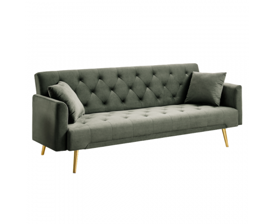 KONDELA Rozkladacia pohovka, tmavo zelená/gold chróm-zlatý, ALISIA