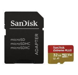 SANDISK 173424 EXTREME PLUS MICRO SDHC 32 GB 100 MB/S A1 CLASS 10 UHS-I V30, ADAPTER