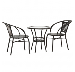 KONDELA Záhradný ratanový set 1+2, hnedá, LASAN