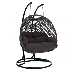 KONDELA Závesné dvojkreslo, čierna/sivá/tmavosivá, DAKAN NEW