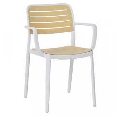 KONDELA Stohovateľná stolička, biela/béžová, KARDOS TYP 2