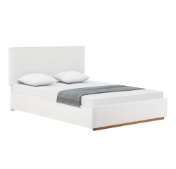 KONDELA Posteľ s roštom a úložným priestorom, 180x200, biela, NUVOLA