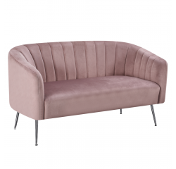 KONDELA Dizajnový 2-sed, ružová Velvet látka/chróm-strieborný, BAGY