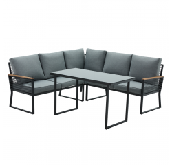 KONDELA Záhradný set, čierna/sivá, FARLY