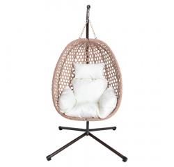 KONDELA Závesné kreslo, skladacie, medená/béžová/krémová, SANAN