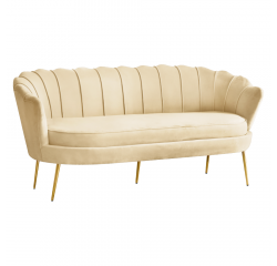 KONDELA Luxusná pohovka, 3-sed, béžová Velvet látka/zlatá, Art-deco, NOBLEO TYP 2