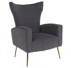 KONDELA Relaxačné kreslo, sivá Velvet látka, BARET