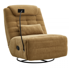 KONDELA Luxusné otočné kreslo, hojdacie, horčicová, UMBRO