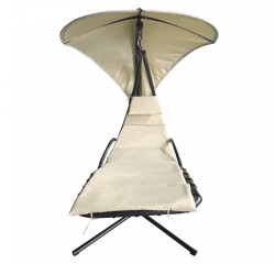 KONDELA Záhradné hojdacie kreslo, béžová/čierna, SPAVIN 2 NEW