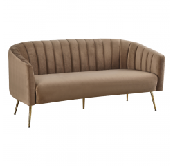 KONDELA Dizajnový 3-sed, hnedá Velvet látka/gold chróm-zlatý, BAGY