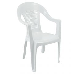 KONDELA Záhradné stohovateľné kreslo, biela, MEDRO