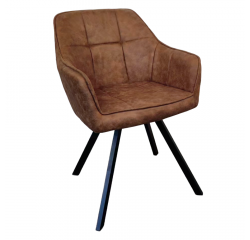 KONDELA Otočné jedálenské kreslo, tmavohnedá látka s efektom brúsenej kože, SAMANTA