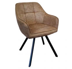 KONDELA Otočné jedálenské kreslo, sivohnedá látka s efektom brúsenej kože, SAMANTA