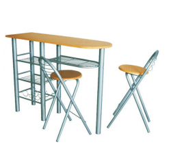 KONDELA Komplet barový stôl + 2 stoličky, buk, 120x40 cm, BOXER