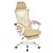 KONDELA Kancelárske kreslo, béžová/biela, nosnosť 150 kg, MALVIN