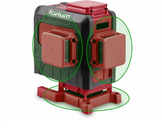 Laser líniový, krížový samonivelačný, zelený, 3D (3x360°), Li-ion akumulátor, USB nabíjanie
