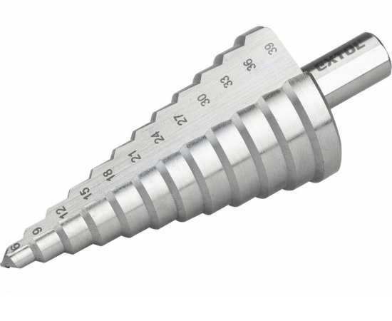 Vrták stupňovitý DIN 1412C, Ø6-39mm, stupňovanie 3mm, 12 otvorov