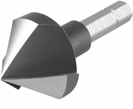 Záhlbník kuželový 90°, Ø25mm, 3-britá hlava, 1/4&quot; šesťhranná stopka, HSS