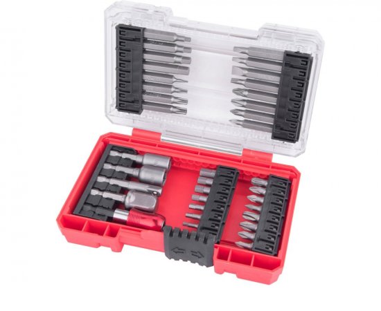Bity a nástrčné kľúče, sada 37ks, magnetický nadstavec, plastová krabička