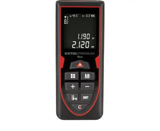 Merač vzdialenosti laserový do 70m, ±2mm, zelený laser, LCD