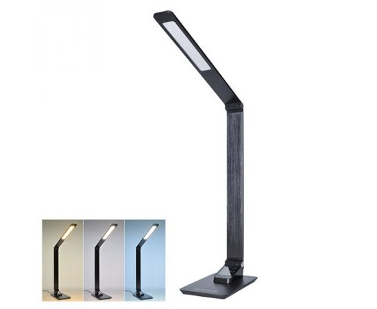 SOLIGHT WO59-B LED STOLNA LAMPICKA STMIEVATELNA, 8W, DISPLAY, ZMENA CHROMATICKOSTI, HLINIK, CIERNA