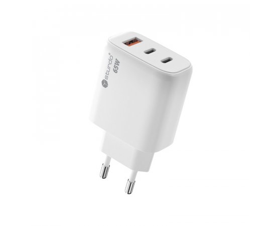 STURDO NSI-0090-STU-GAN65 SIETOVA NABIJACKA GAN 65W 2XPD+QC3.0, BIELA