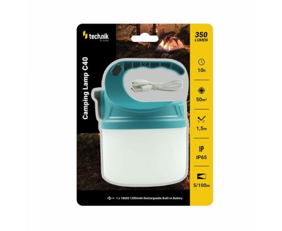 TECHNIK MT-C40 CAMPING LANTERN KEMPINGOVE SVIETIDLO, STROBOSKOP, POWER INDICATOR LED, 360° UHOL