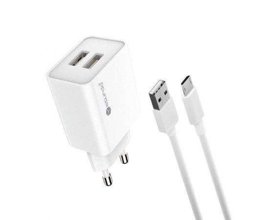 STURDO NSI-0087-STU-MICRO SIETOVA NABIJACKA 2,1A 2XUSB + MICRO USB KABEL, BIELY