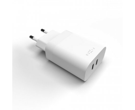 FIXED FIXC35-2C-WH SIETOVA NABIJACKA S 2X USB-C VYSTUPOM, PODPORA PD, 35W, BIELA