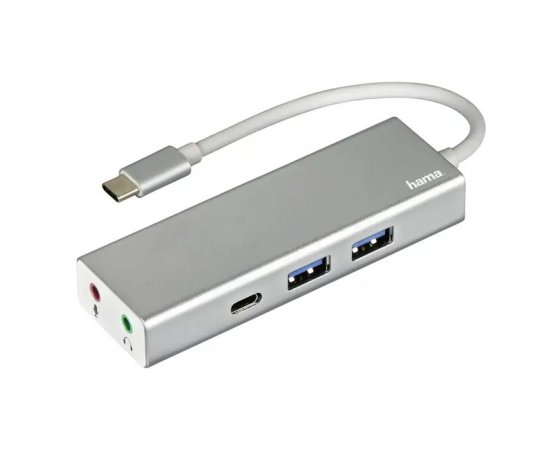HAMA 135758 USB-C 3.1 HUB ALUMINIUM, 2X USB-A, USB-C, 3,5 MM AUDIO