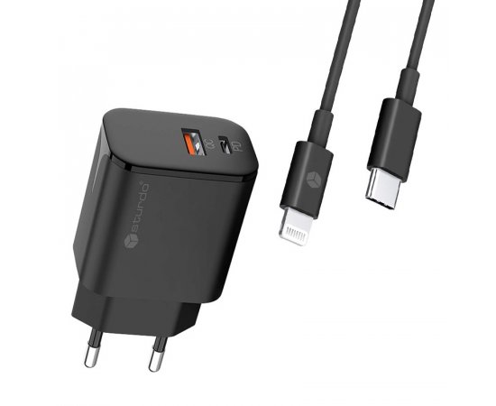 STURDO NSI-0045-STU-LIGHT SIET. NAB. 20W S KAB. MFI LIGHT. 3A, POWER DELIVERY+QUICK CHARGE, CIERNA