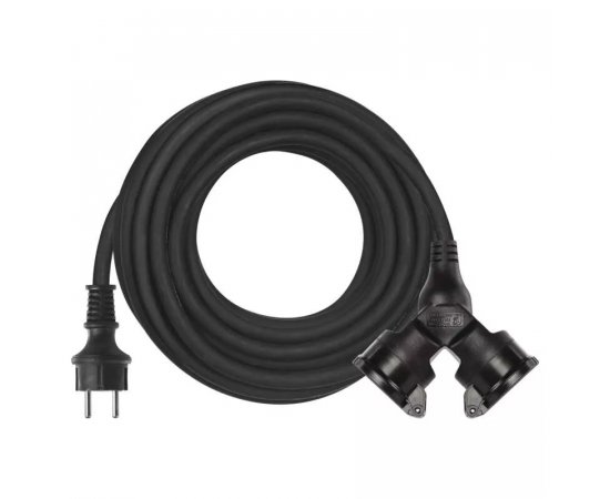 EMOS P0601 VONKAJSI PREDLZOVACI KABEL 10 M, 2 ZASUVKY, CIERNY, GUMA, 250 V, 1,5 MM2