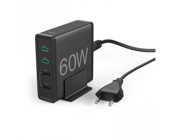 HAMA 210561 RYCHLA STOLNA USB NABIJACKA, 2X USB-C PD/QC, 2X USB-A, 60W