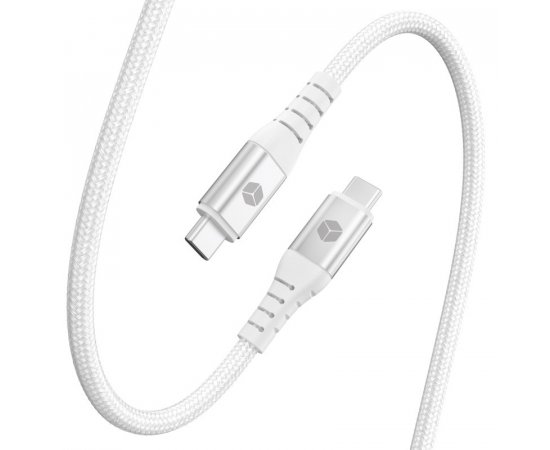 STURDO KAB-0261-STU-C240W TEXTILNY KABEL 2X TYPE-C 240W 5A 10GBPS 1M, BIELY
