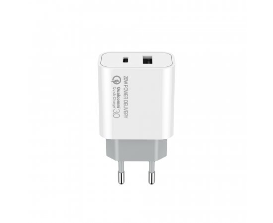 COLORWAY AC NAB. TYPE-C PD + USB QC3.0, 20W V2, BIELA (CW-CHS025QPD-WT)