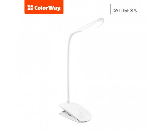 COLORWAY LED STOLNA LAMPA CW FLEXI S KLIPOM NA UCHYTENIE, BIELA (CW-DL04FCB-W)