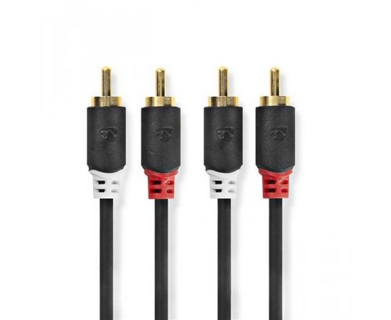 NEDIS STEREO AUDIO KABEL, 2X RCA, KONEKTOR, 2X RCA KONEKTOR, POZLATENY, 5M