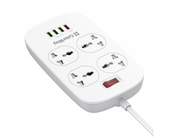 COLORWAY PREDLZOVACI KABEL CW 4X EUROZASUVKA, 4X USB (1XQC + 3XAUTOID) BIELY (CW-CHU44QW)