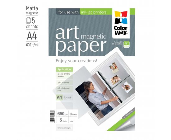 COLORWAY FOTOPAPIER CW ART MATNY MAGNETICKY 650G/M2,5KS,A4 (PMA650005MA4)