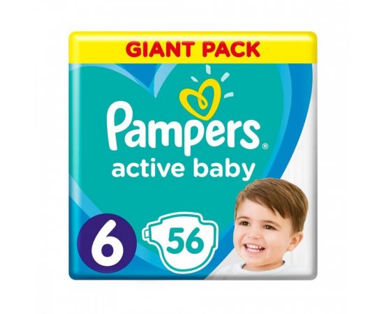 PAMPERS ACTIVE BABY PLIENKY JEDNORAZOVE 6 (13-18 KG) 56 KS, GIANT PACK