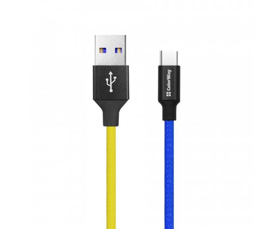COLORWAY KABEL USB TYPE-C, NATIONAL, 2.4A 1M, MODRO-ZLTY (CW-CBUC052-BLY)